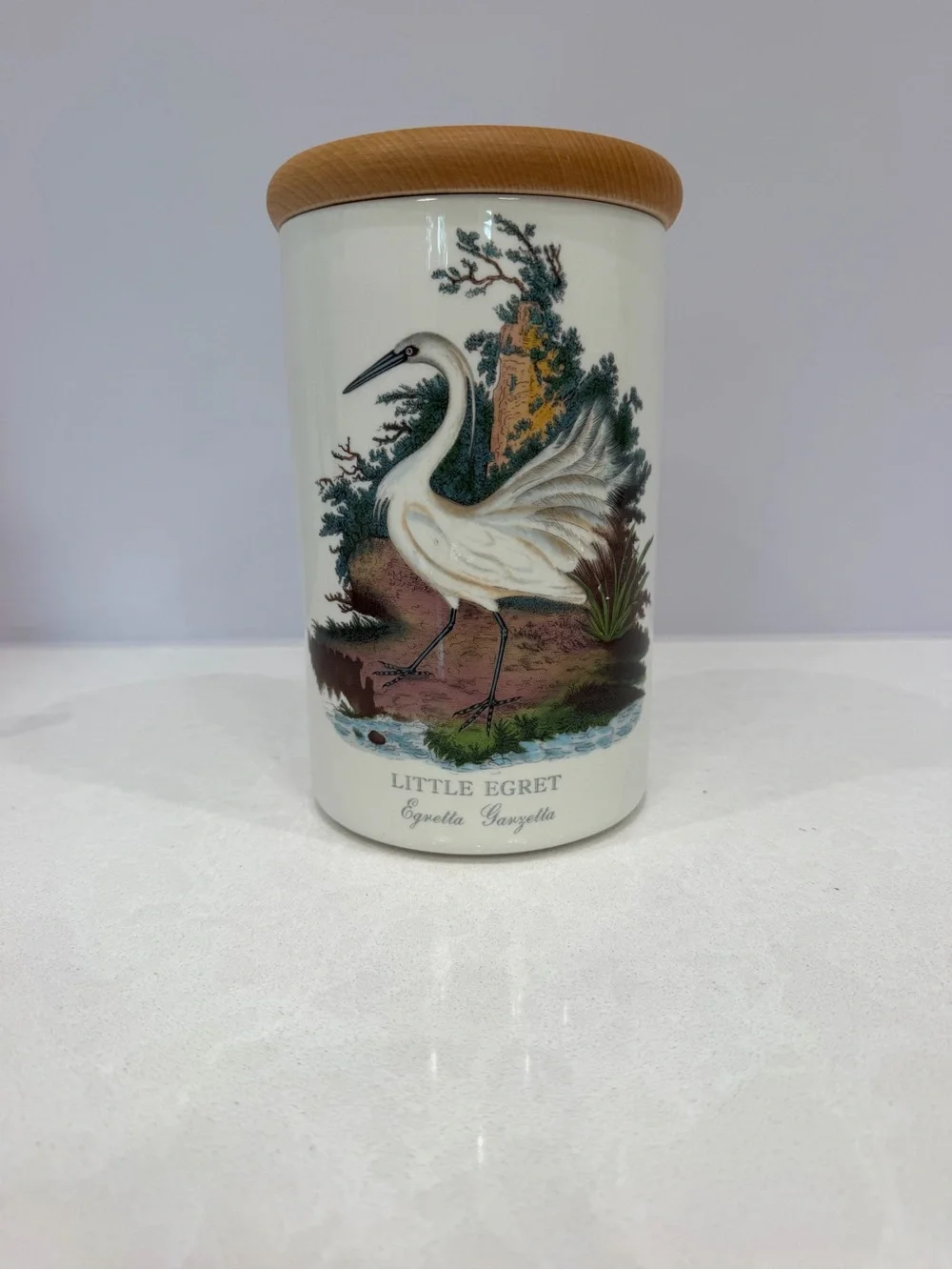 Vintage Portmeirion Birds of Britain Canister - Little Egret made in England
